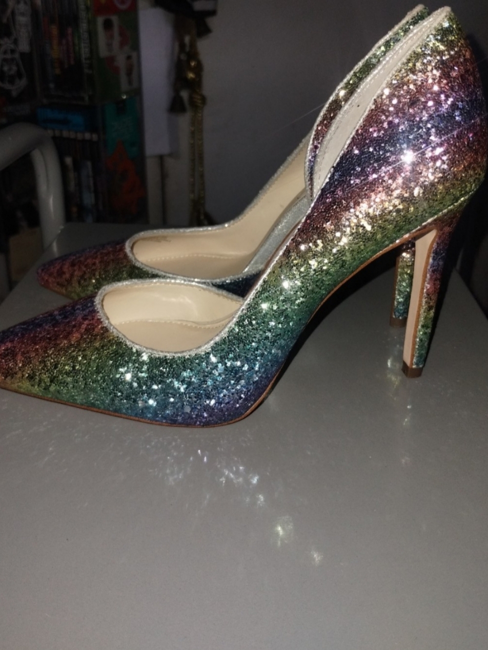 Jessica Simpson Rainbow Glitter Pointed-Toe Stiletto Heels